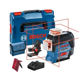 BOSCH KRIŽNI LASERSKI NIVELIR GLL 3-80 C+BM1+12V(2Ah) PUNJAČ, CILJNA PLOČA, TORB