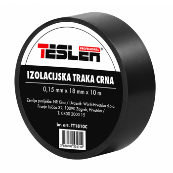 Izolir traka crna 0,15 x 18mm x 10m TESLER