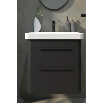 Kupaonski element viseći Concepto+ umivaonik Glam Lux 60, crna mat, s 2 ladice