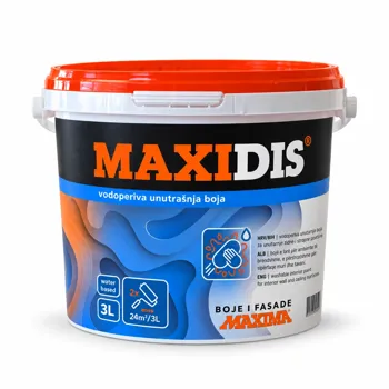 Maxima vodoperiva boja za unutarnje zidove Maxidis Baza A (3 L)