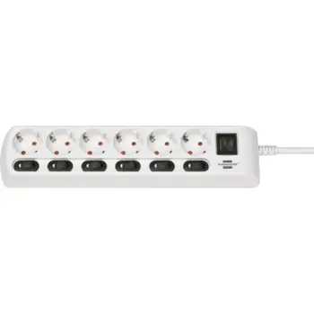 PRODUŽNI KABEL 2M S 6 UTIČNICA 16A + 7 PREKIDAČA BIJELI