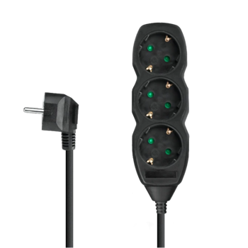 Produžni kabel 3m s 3 utičnice crni – DPM