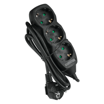 Produžni kabel 5 m s 3 utičnice crni