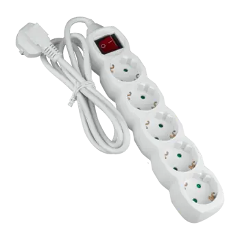 Produžni kabel 5 m s 5 utičnica + prekidač bijeli