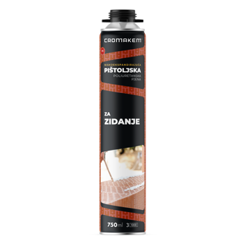 PUR Pjena za Zidanje Pištoljska 750ml – CROMAKEM (Niskoekspanzijska)