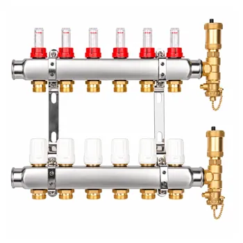 Razdjelnik za podno grijanje s topmetrima inox Valvex K5-7 krugova s topmetrima i sigurnosnim setom