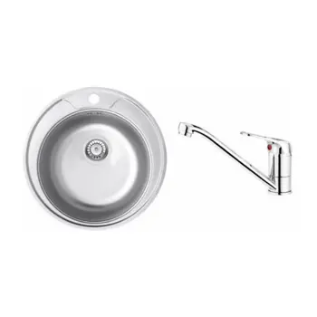 SUDOPER INOX OKRUGLI S MIJEŠALICOM I SIFONOM DEANTE 500221 