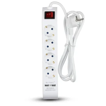 Šuko utičnica četverostruka s prekidačem 2USB 1,4M