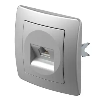 TEM utičnica telefonska RJ11 srebrna (KE36ES-B)