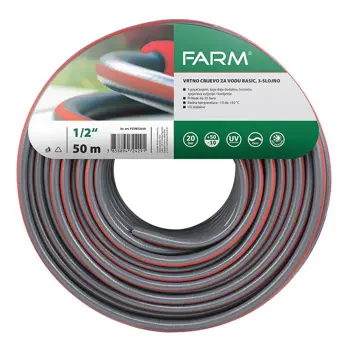 Vrtno crijevo za vodu BASIC 1/2" 50 m 3-slojno FARM