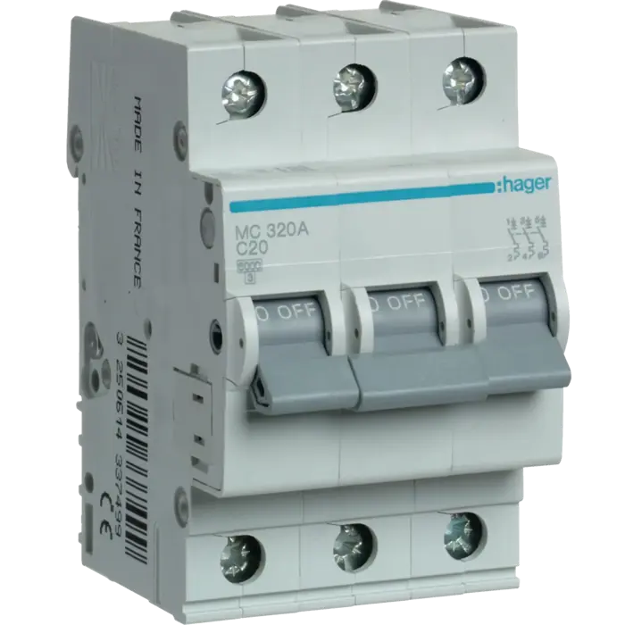 Automatski osigurač 20A 3P C karakteristika 6kA (HAGER MC320A)
