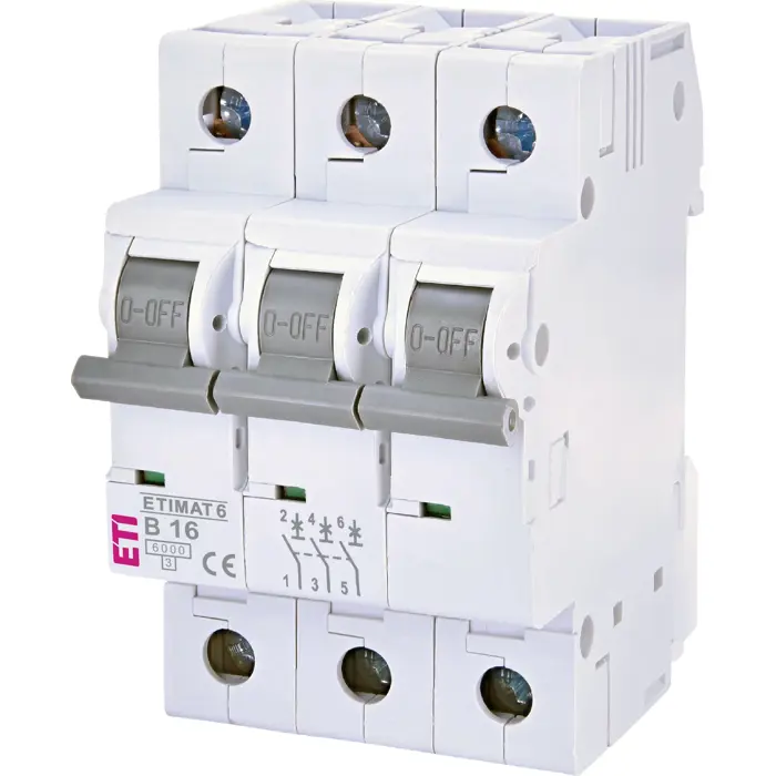 Automatski osigurač (instalacijski prekidač) 3P B 16A, 6kA - ETI ETIMAT 6