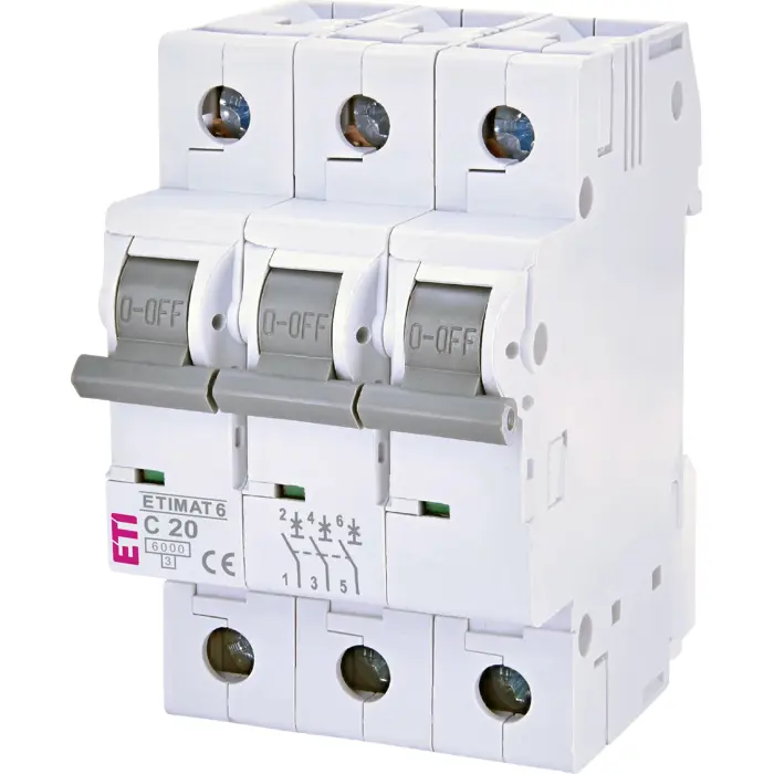 Automatski osigurač (instalacijski prekidač) 3P C 20A, 6kA - ETI ETIMAT 6