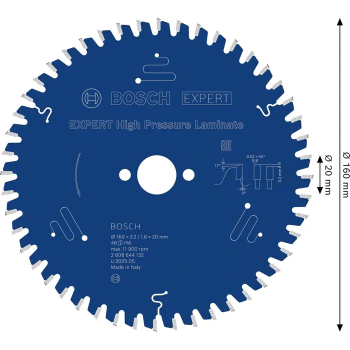 BOSCH list kružne pile Expert za visokotlačni laminat (HPL) 160x20 mm, 48T