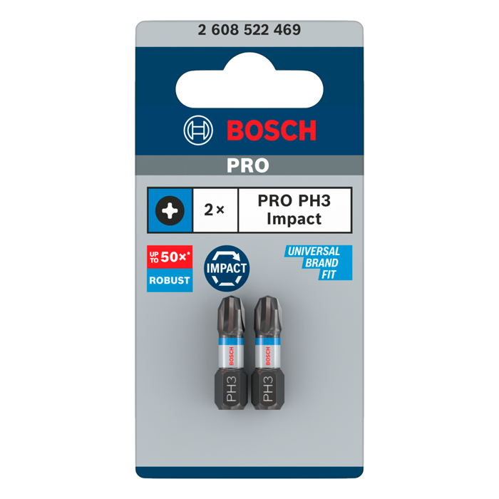 BOSCH PRO bit odvijača PH3 udarni 25 mm (2 kom)