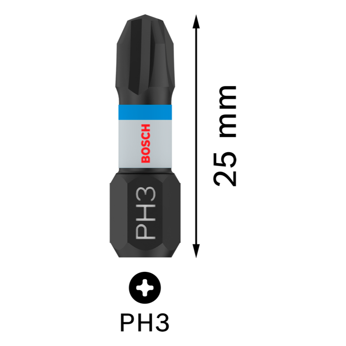 BOSCH PRO bit odvijača PH3 udarni 25 mm (2 kom)