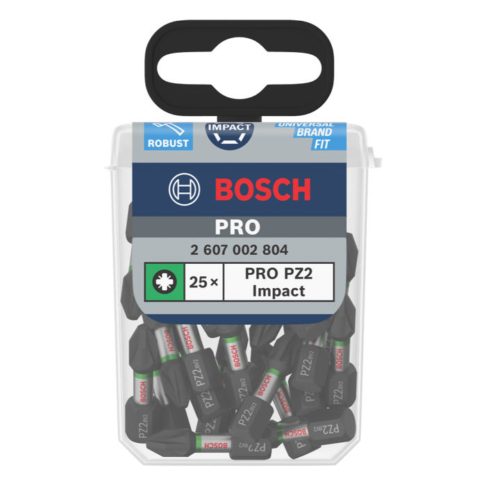 BOSCH PRO bit odvijača PZ2 udarni 25 mm (25 kom)