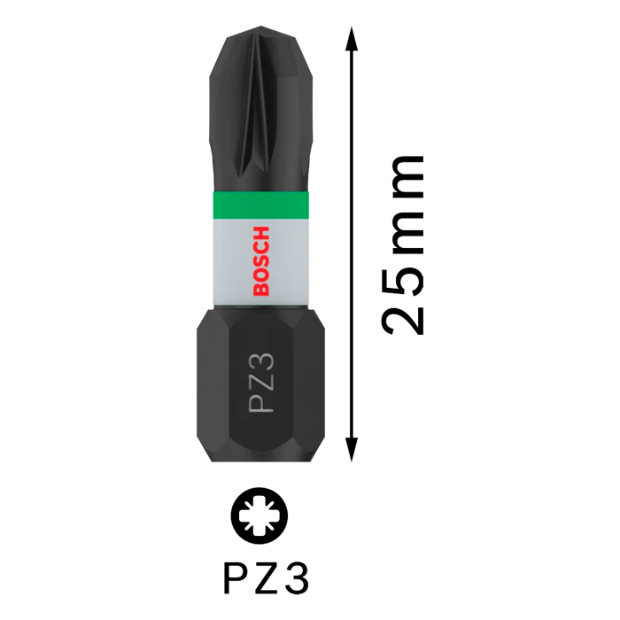 BOSCH PRO bit odvijača PZ3 udarni 25 mm (2 kom)