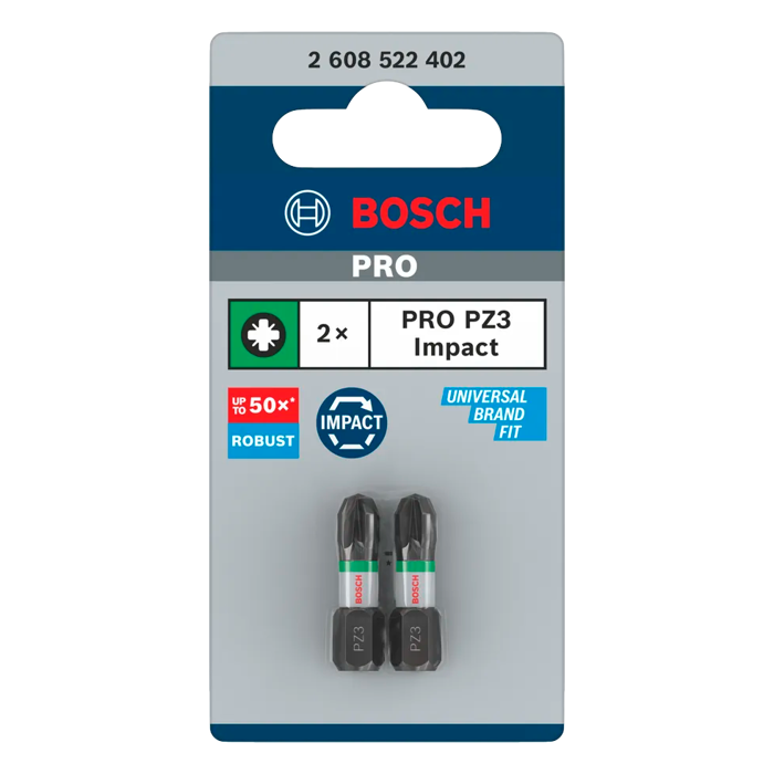 BOSCH PRO bit odvijača PZ3 udarni 25 mm (2 kom)
