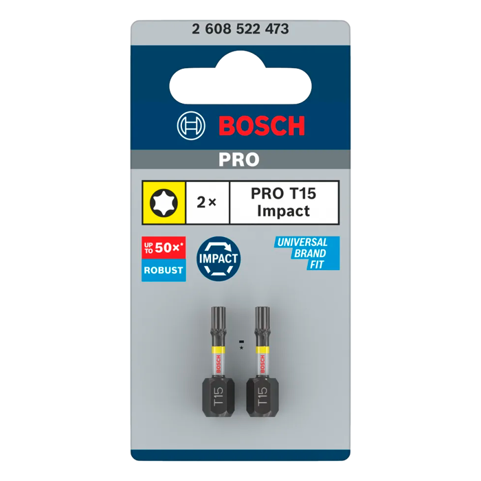 BOSCH PRO bit odvijača TX15 udarni 25 mm (2 kom)