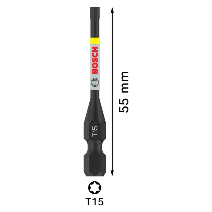 BOSCH PRO bit odvijača TX15 udarni 55 mm (2 kom)