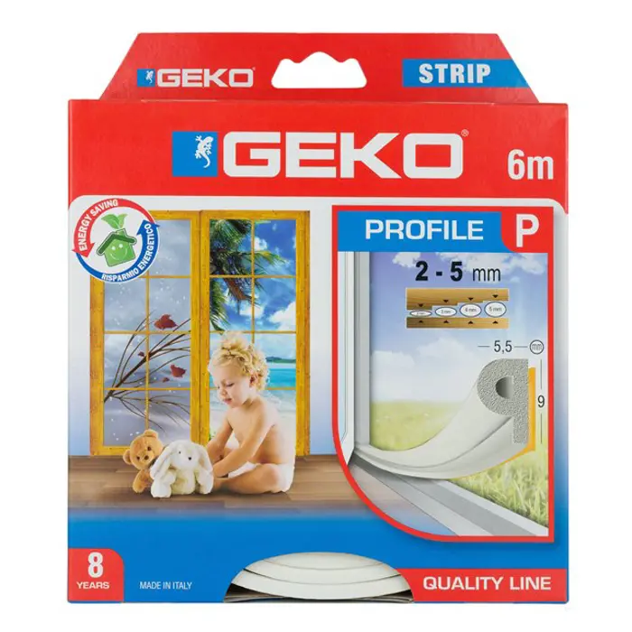 Brtva za prozore i vrata GEKO Termoband P-profil, bijeli