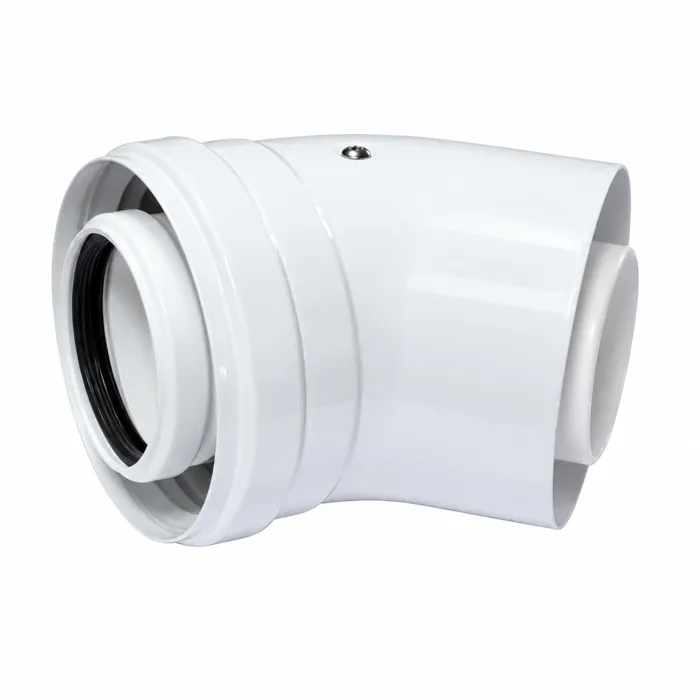 Dimovodno koljeno koaksijalno Pe-Line 45st. (80/125 mm, kut 45°)