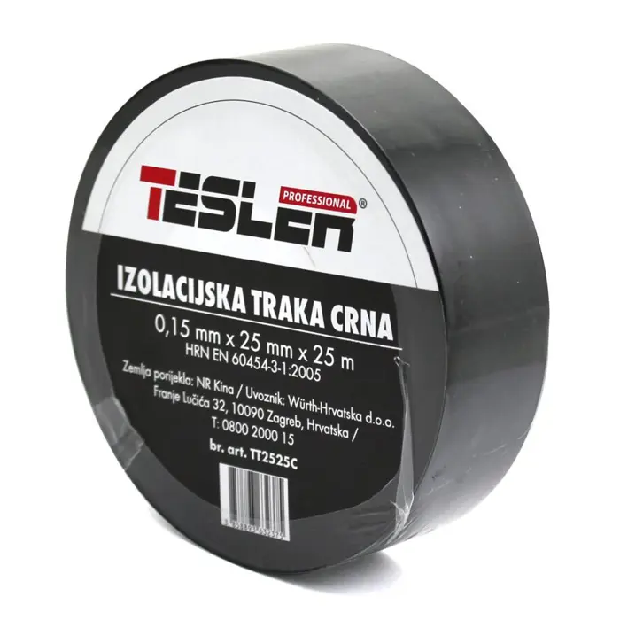 Izolir traka crna 0,15 x 25mm x 25 m TESLER