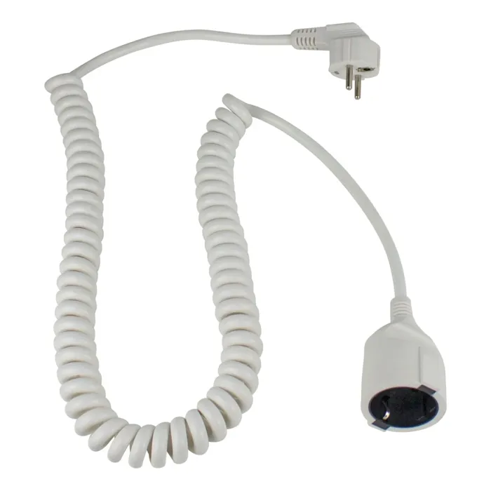 Kabel produžni spiralni AS Schwabe 4 m (H05VV-F 3G1.5, bijeli)