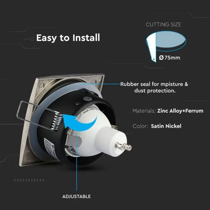 Kućište četvrtasto satin nikal GU10 IP54 (3616)