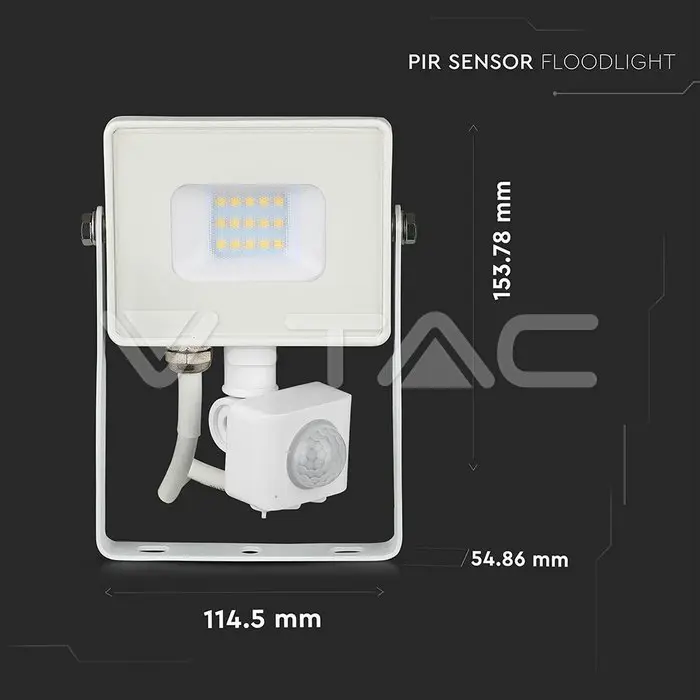 LED Reflektor 10W sa Senzorom Pokreta (Samsung Čip) – Hladna Bijela 6500K, IP65