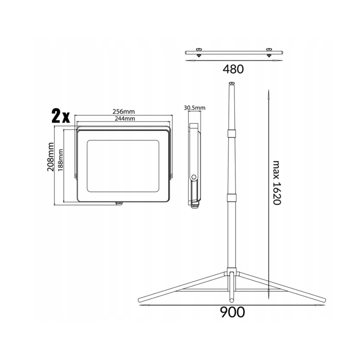 LED reflektor radni set 2x50W 6000K 7000lm