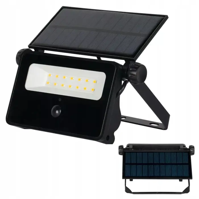 LED reflektor solarni vanjski 10W 4500K (neutralna bijela) IP54 sa senzorom crni