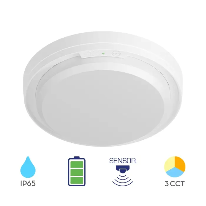 LED Stropna lampa 18W 3CCT, 2020lm, fi 222mm, okrugla bijela, senzor + baterija