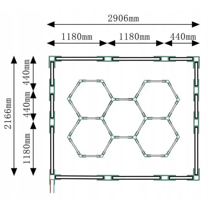 LED stropna lampa Hexagon 310W 6500K 2166x2906 mm