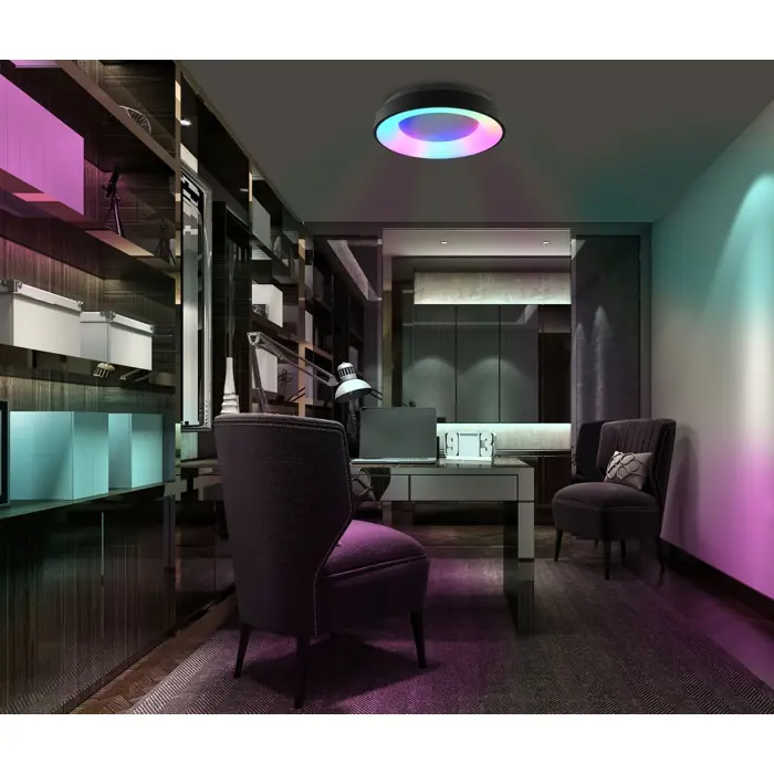 LED Stropna Lampa / Plafonjera VIDEX EDGE RGB 72W Crna + Daljinski (Dimabilna)