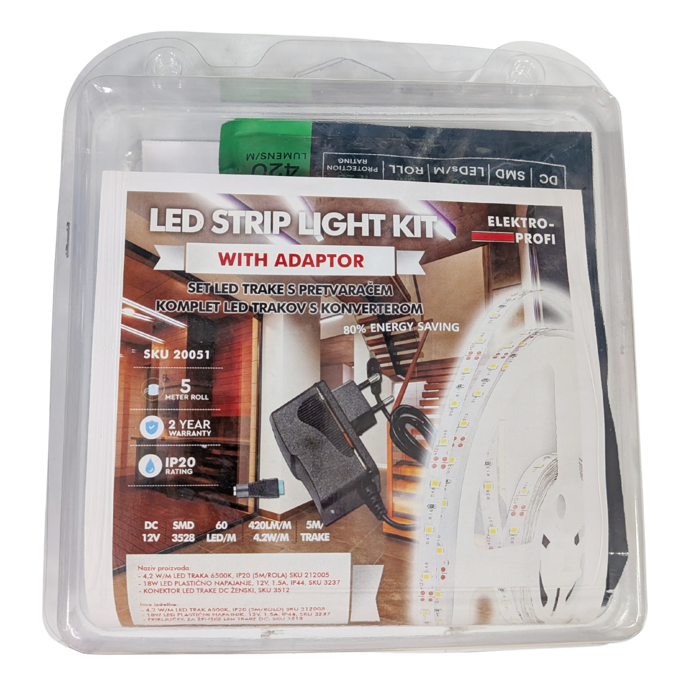 LED traka - SET s pretvaračem 4.2W/m 6500K IP20 12V (pakiranje 5m)