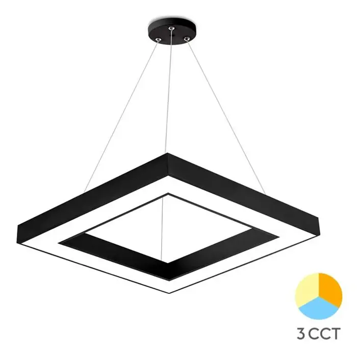 LED Viseća svjetiljka 38W, 3680lm, 450x450mm, Kvadratna, Crna