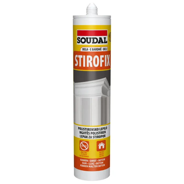 Ljepilo za polistiren i ukrasne letvice Stirofix, kartuša 280ml | SOUDAL