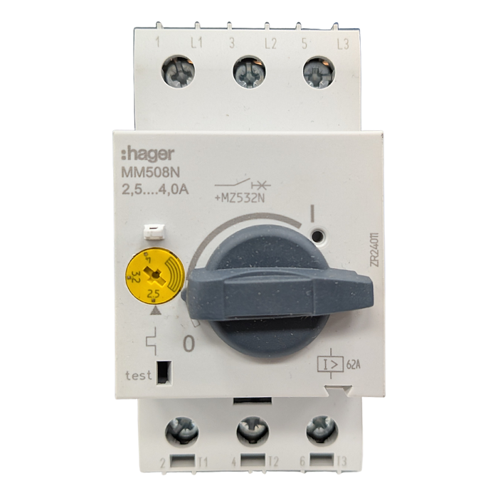 Motorna zaštitna sklopka 2,4–4,0 A 2,5 modula (MM508N)