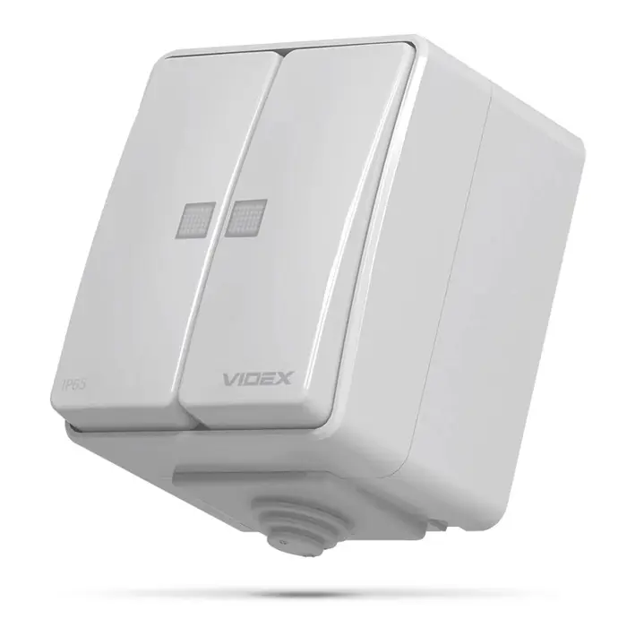Prekidač nadžbukni dvostruki s LED indikatorom VIDEX BINERA (IP65)