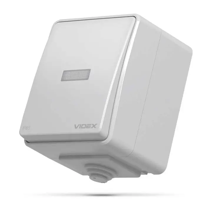 Prekidač nadžbukni vanjski 1P sa LED indikatorom IP65 Siva VIDEX BINERA