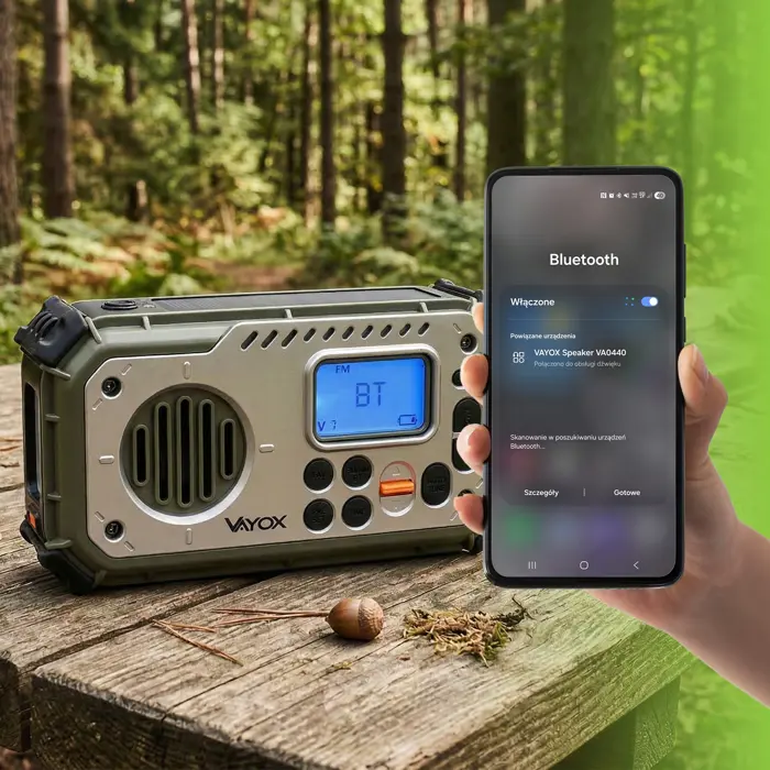Prijenosni digitalni radio VAYOX VA0440 Solar s Bluetoothom i Powerbankom