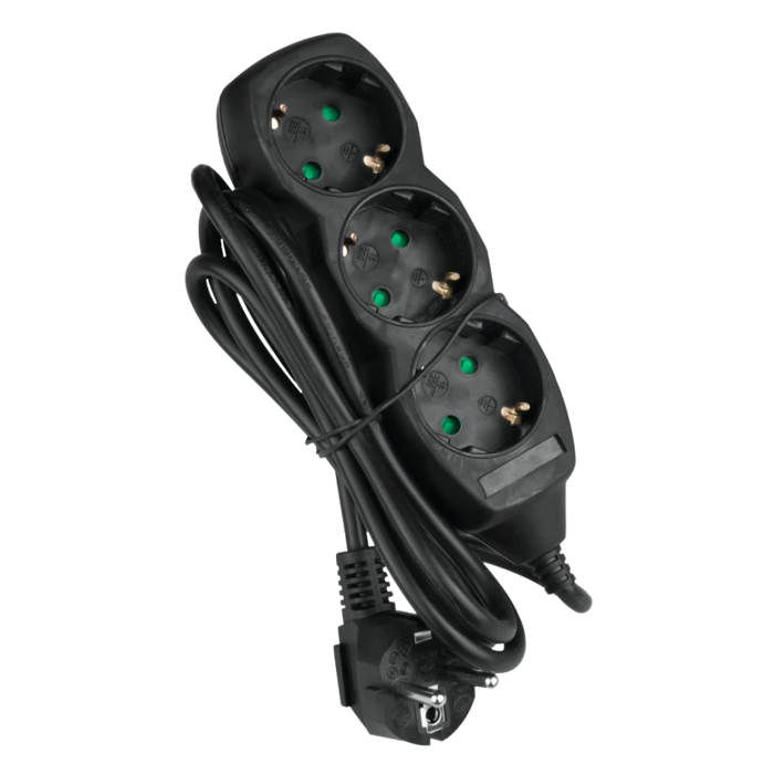 Produžni kabel 1,5m s 3 utičnice crni – DPM
