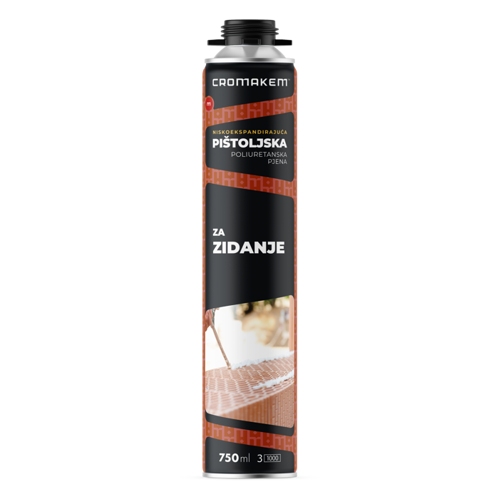 PUR Pjena za Zidanje Pištoljska 750ml – CROMAKEM (Niskoekspanzijska)