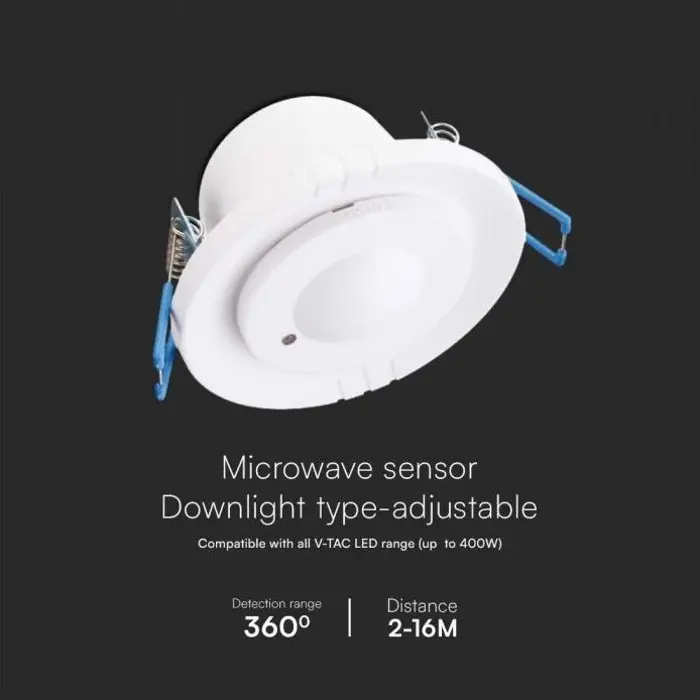 Senzor pokreta mikrovalni 360° 300W, fi 115 mm, stropni, bijeli