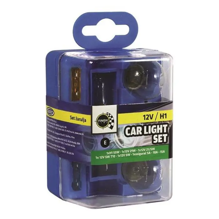 Set rezervnih auto žarulja H1 12V s osiguračima – Komplet u kutiji