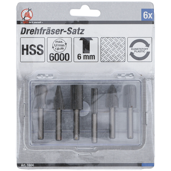 Set roto glodala HSS za drvo i meke metale, 6 mm, 6-dijelni (BGS Kraftmann 1604)