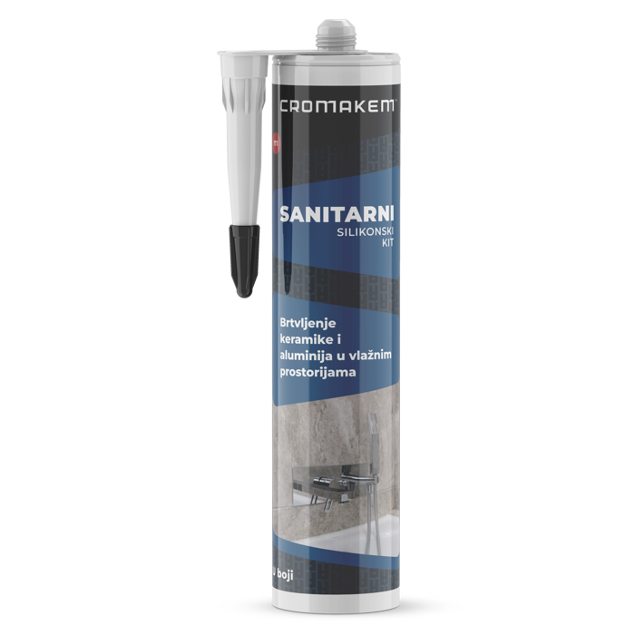 Silikon Sanitarni Crni 280ml – CROMAKEM (Protiv plijesni)