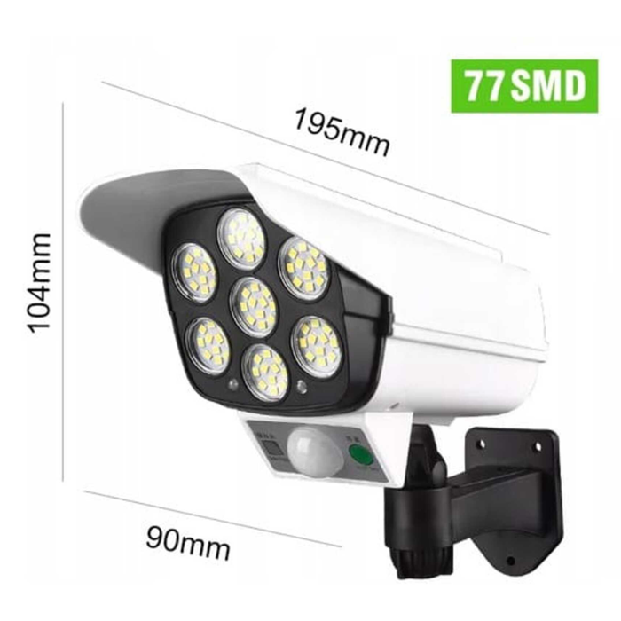 Solarna LED svjetiljka 77xSMD 6500K (Lažna kamera) IP65